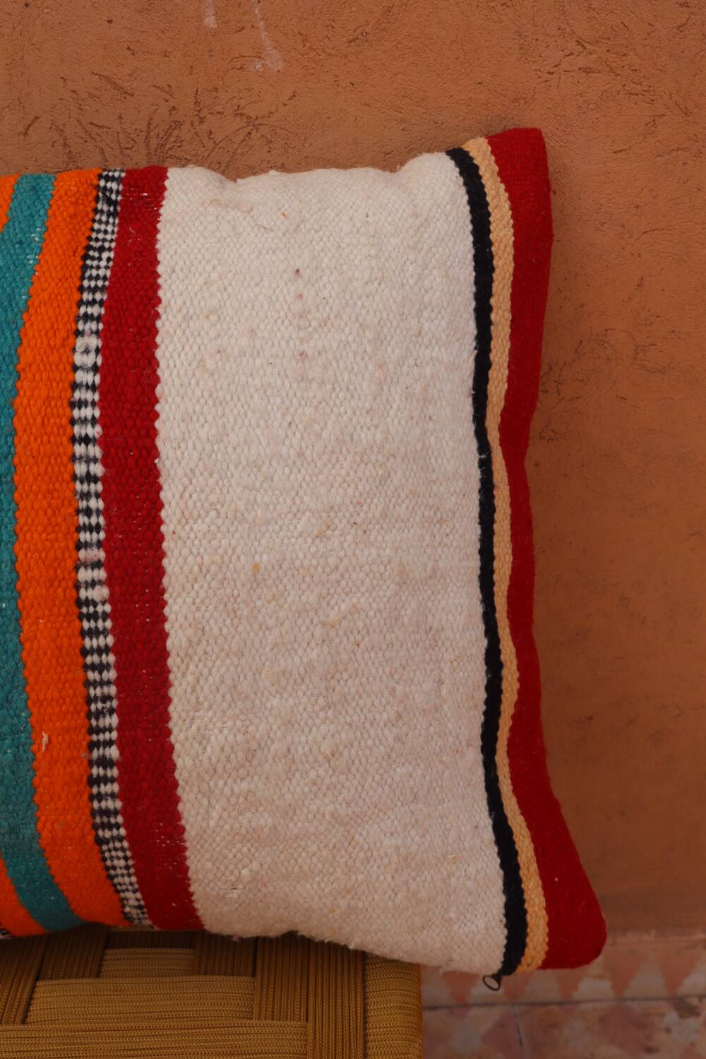 Colorful striped wool cushion