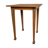 Table carré vintage pieds trompette plateau hêtre massif