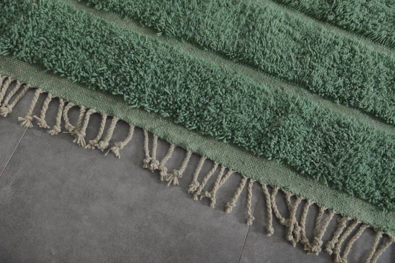 Traditional handwoven Berber rug in green, size 1.5/3.5 m.