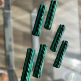 6 vintage green ceramic cupboard holders