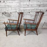 Paire de fauteuils Baumann éventail