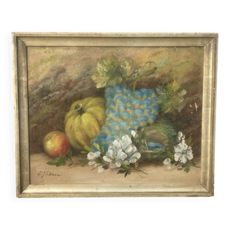 Still life from the early 20th century, oil on cardboard signed Lance