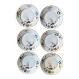 6 vintage plates in white Limoges porcelain signed TLB, flowers