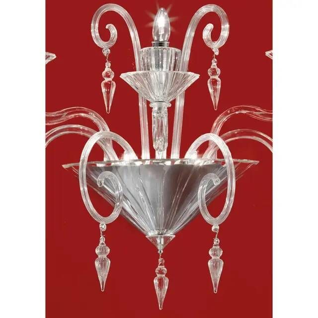 Venetian Imperial Rigadin Murano Glass Wall Sconce in Transparent Glass