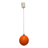 Orange opaline ball pendant light, 1960s-70s