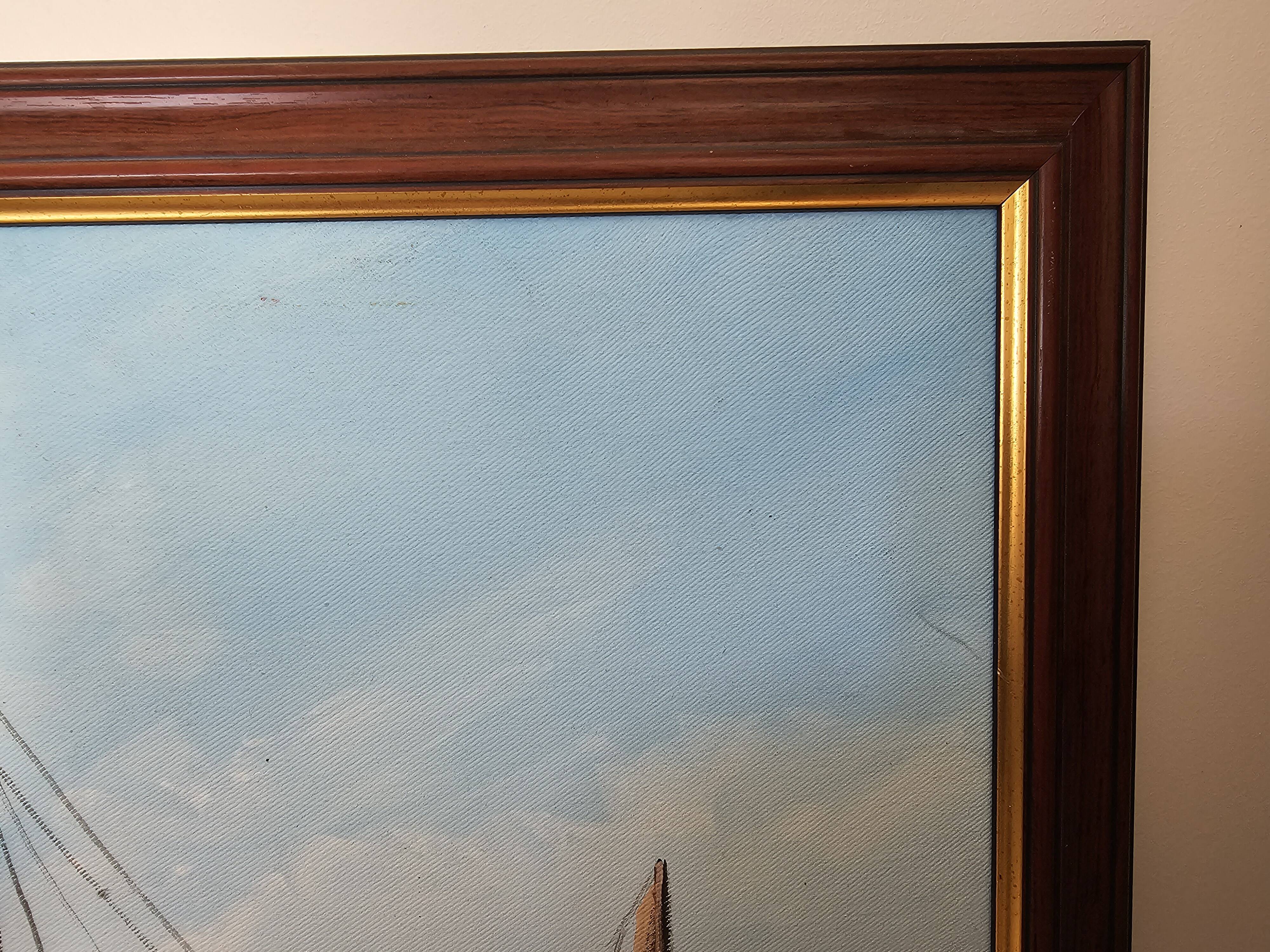 Oil painting on canvas Fishing port in Africa signed Raymond Lafaille