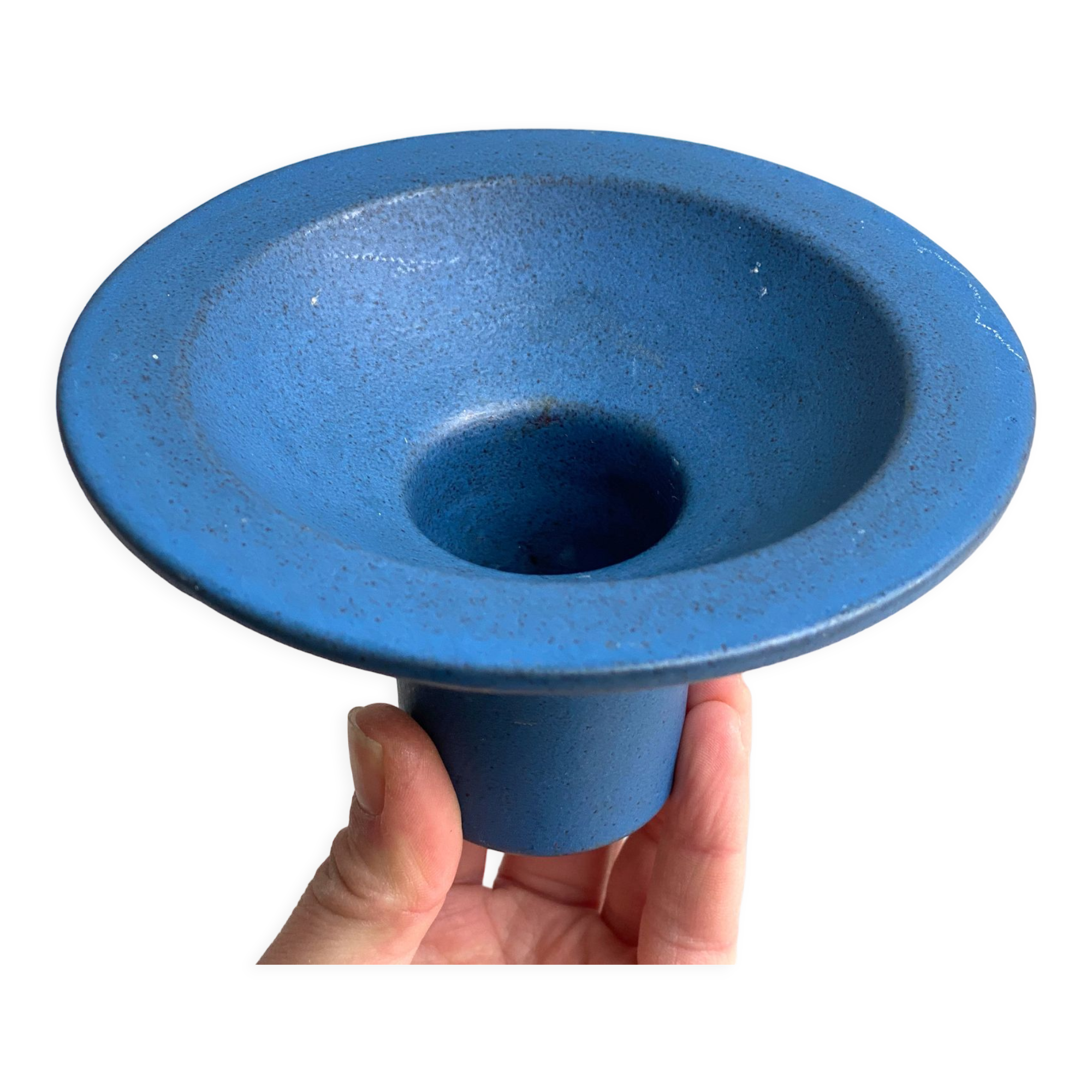 Vintage 1970s Dutch Cor Unum blue ceramic vase