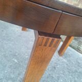 Table and its 6 vintage elm chairs, Scandinavian design furniture