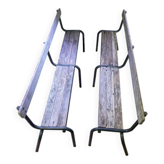 Paire de bancs de ferme