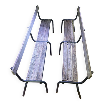 Paire de bancs de ferme