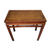 High Asian console in wood and wicker