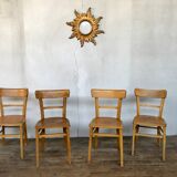 Série 4 chaises en bois troquet bistrot brasserie vintage 1950