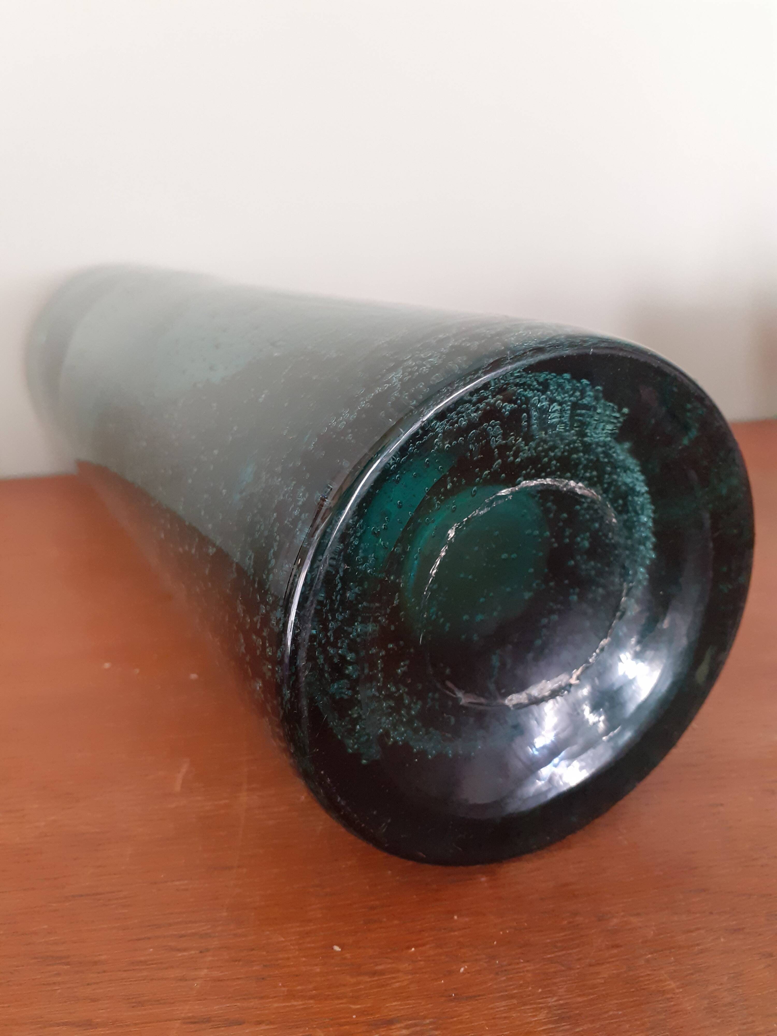 Vase rouleau vintage en verre soufflé de Bendor