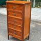Louis XVI solid cherry wood chest of drawers with 5 drawers, 1980.