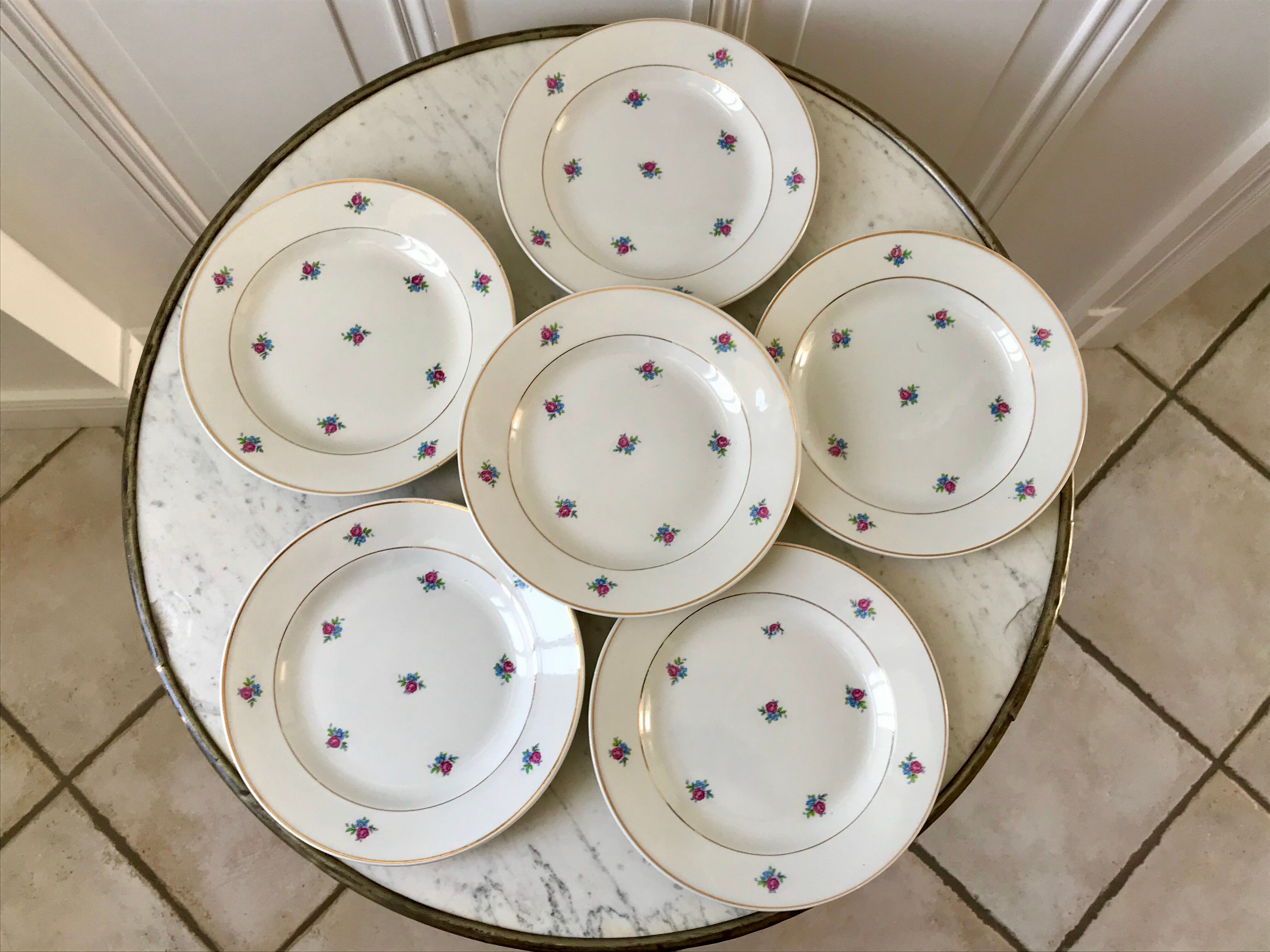 set of 6 dessert plates Digoin Sarreguemines model Floréal years 50-60