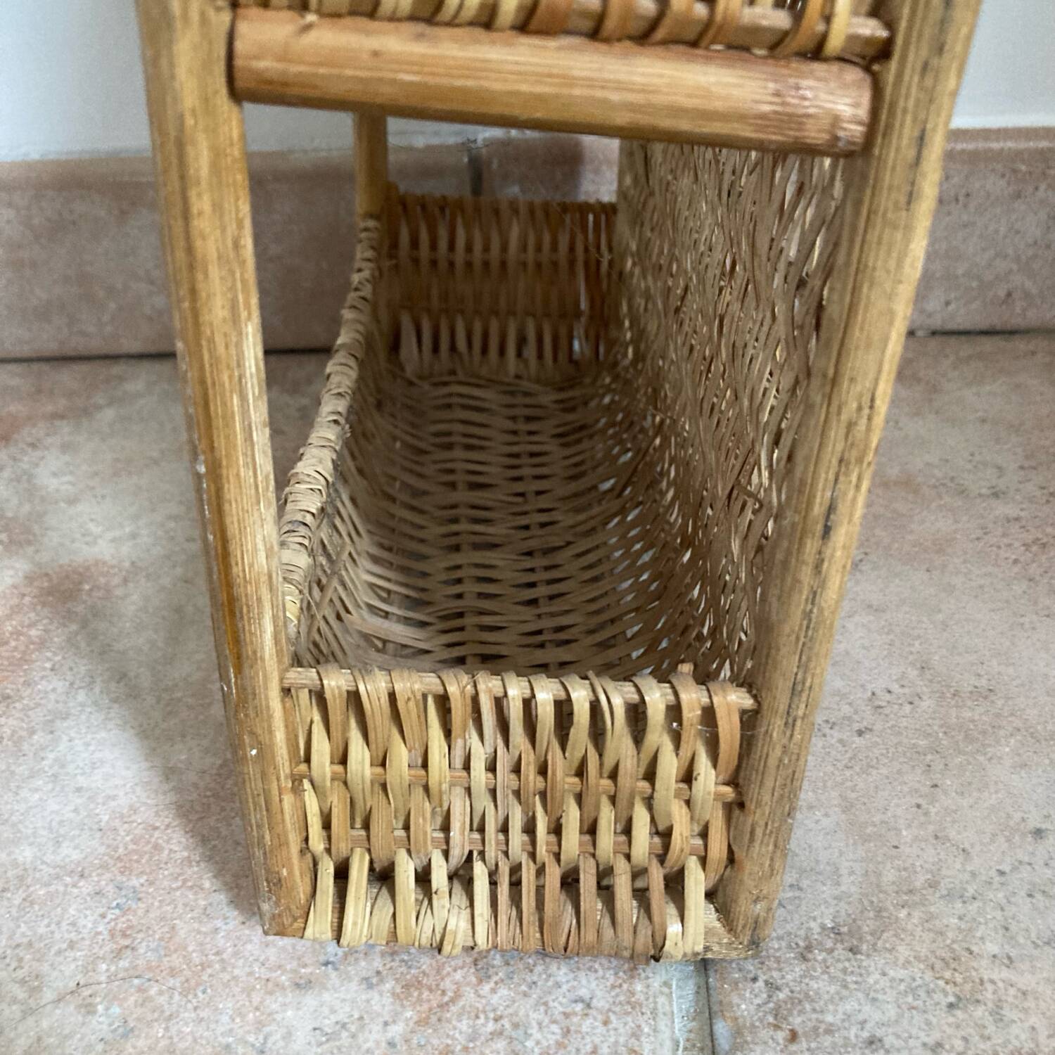 Vintage wicker wall shelf
