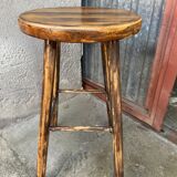 Tabouret fermier en bois 1950