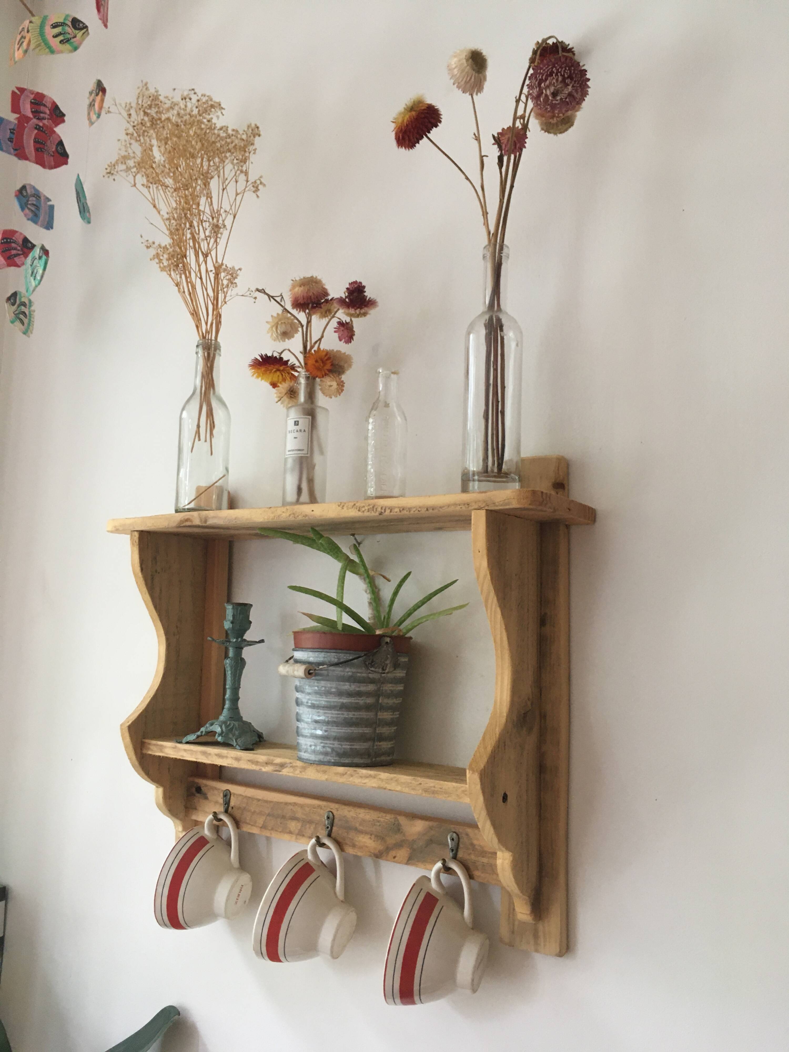 wall-mounted bakery shelf