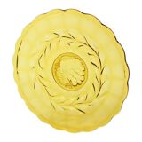 Art Deco Fruit Bowl Amber Pressed Glass Fait en Belgique