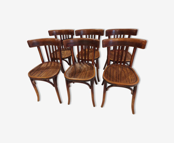 Suite de 6 chaises de bistrot Baumann années 1930