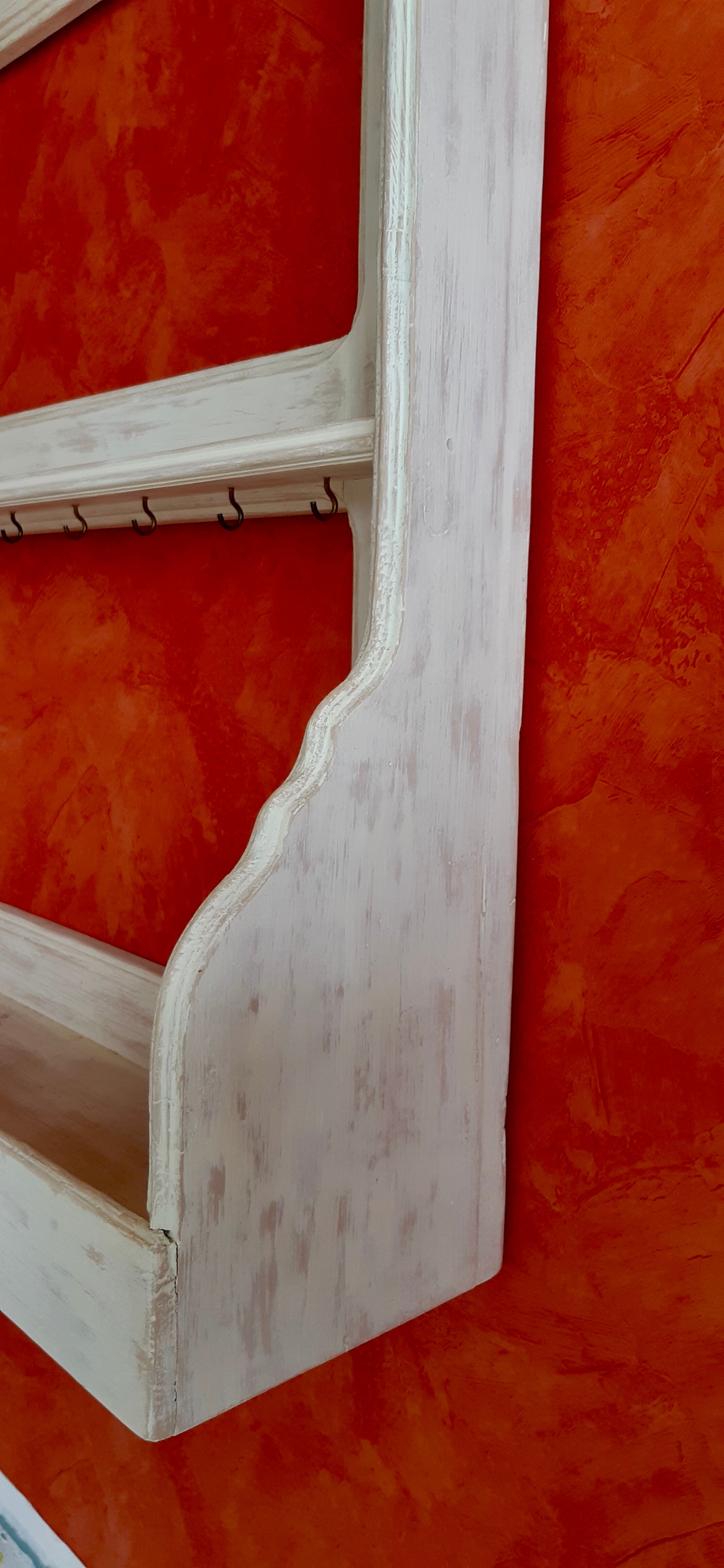 shelf / wall cabinet in wooden sandblasted effect old early twentieth century