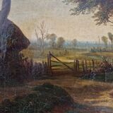 L. Emmanuel Postelle (active between 1831 and 1848) - Oil on canvas - Farm landscape - Signed