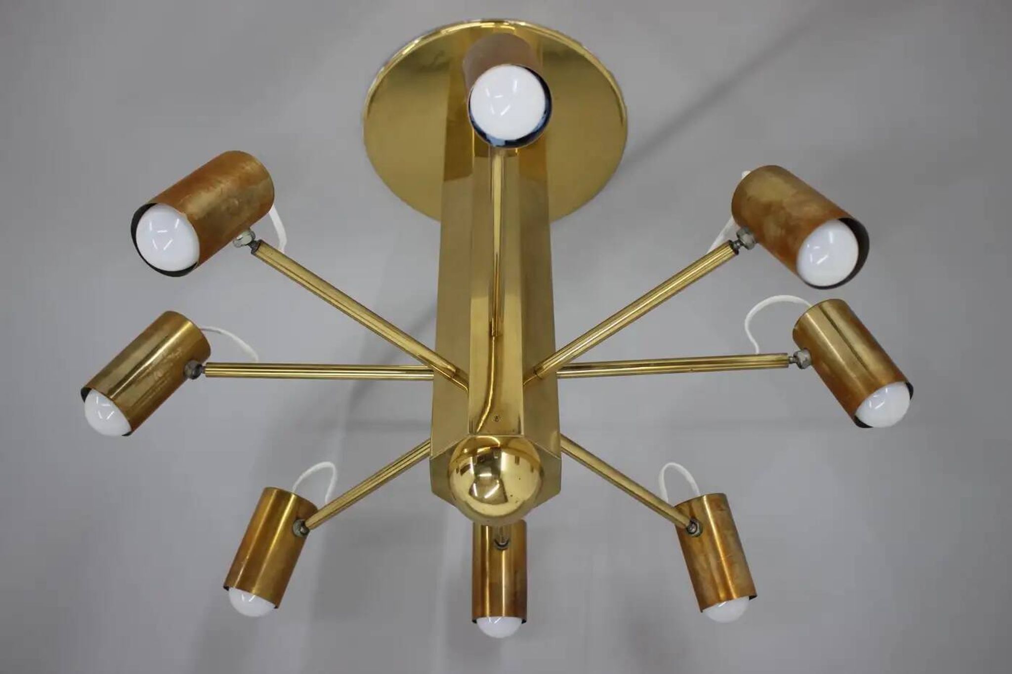 Midcentury Sputnik brass Space Age adjustable pendant/chandelier, 1970s