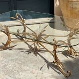 Coffee table ear of wheat in gilded metal