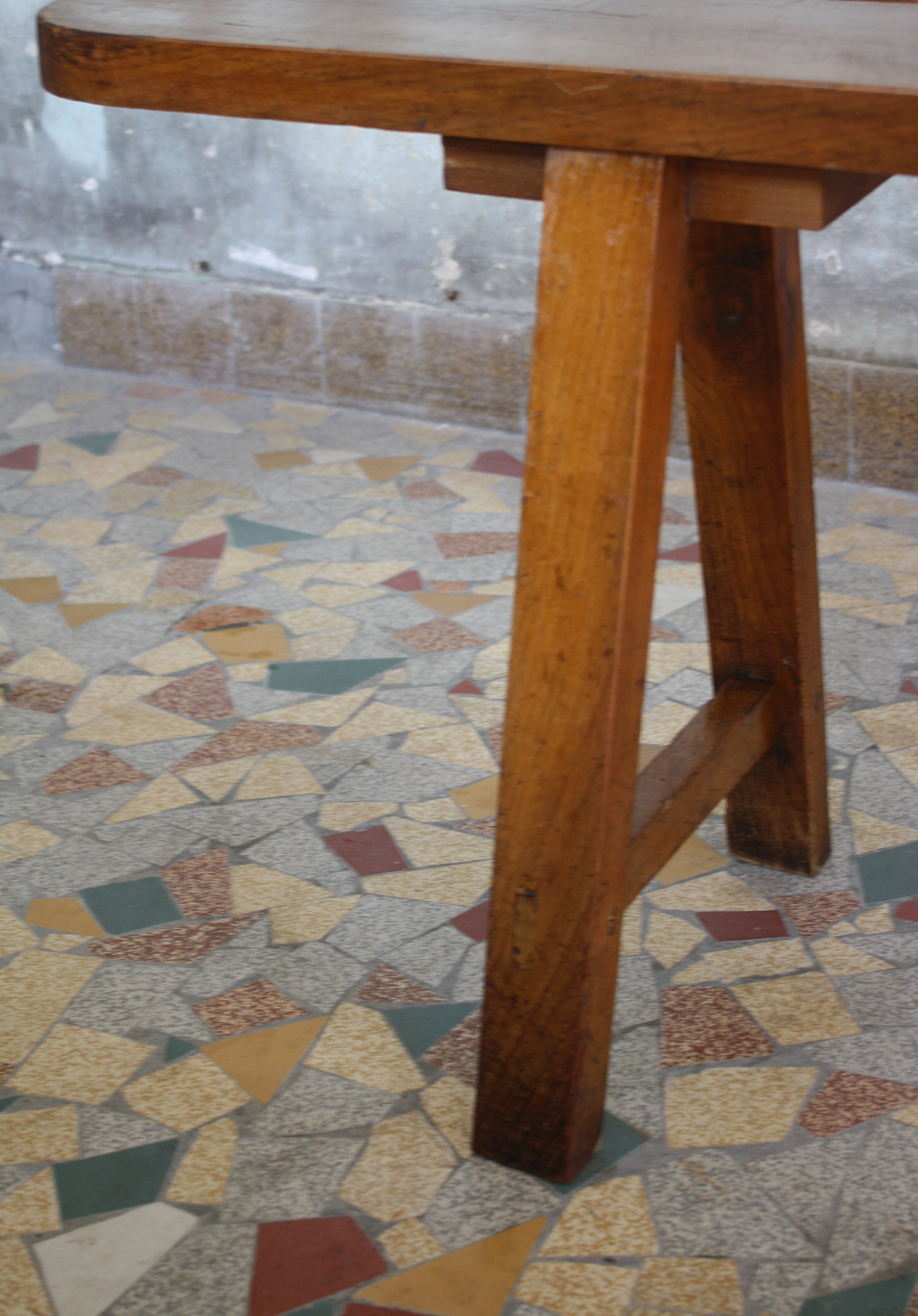 Old farm bench in cherry