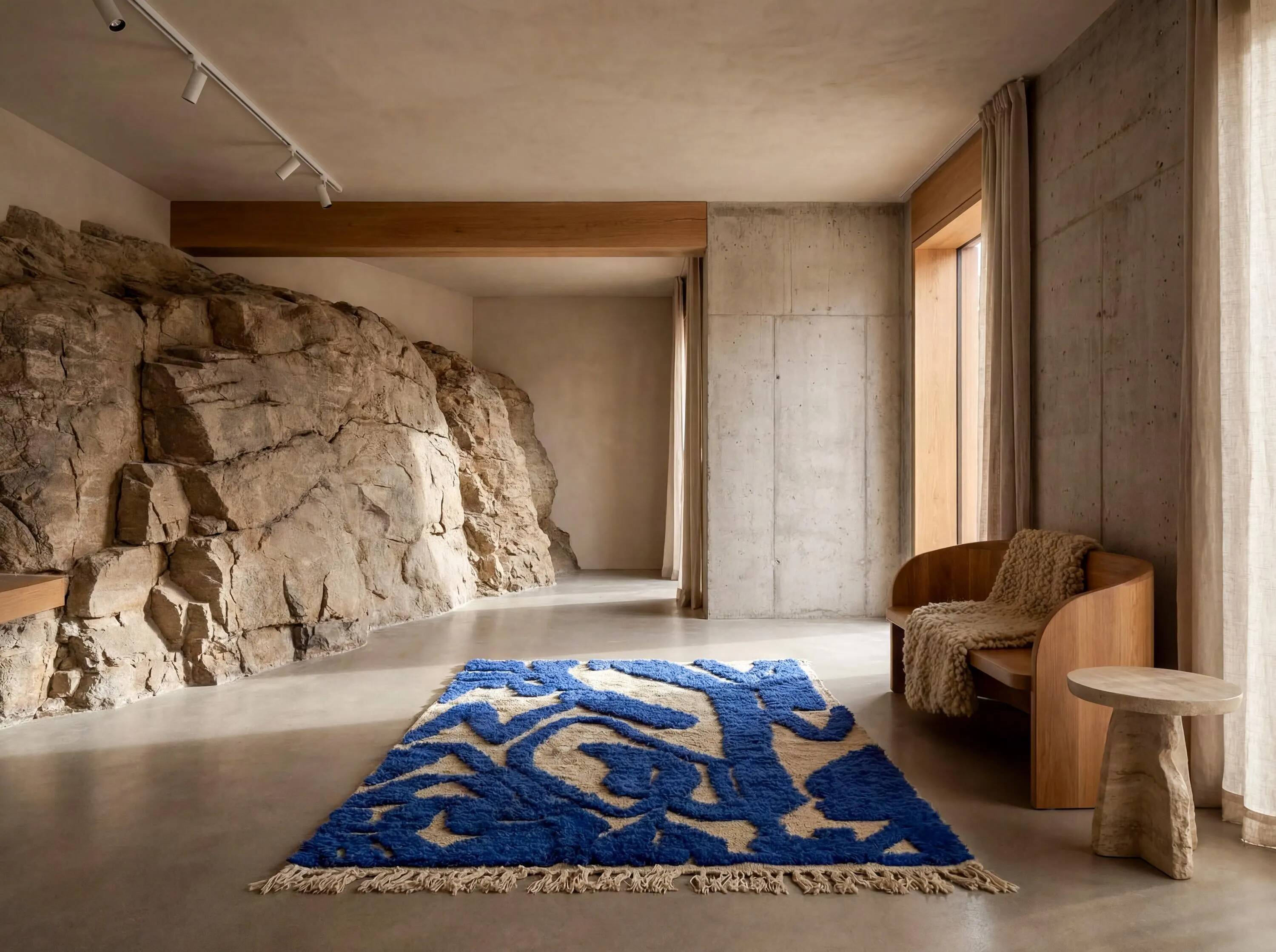 Handmade Berber rug in wool 3 x 2 m