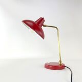 Bedside lamp red-orange saucer, mid-century