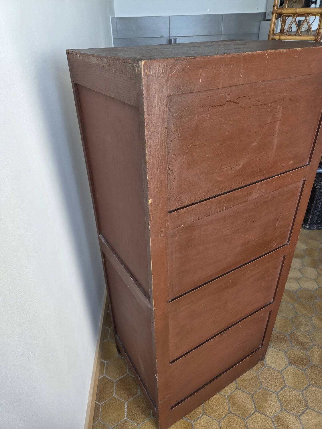 Antique wooden drawer unit filing cabinet