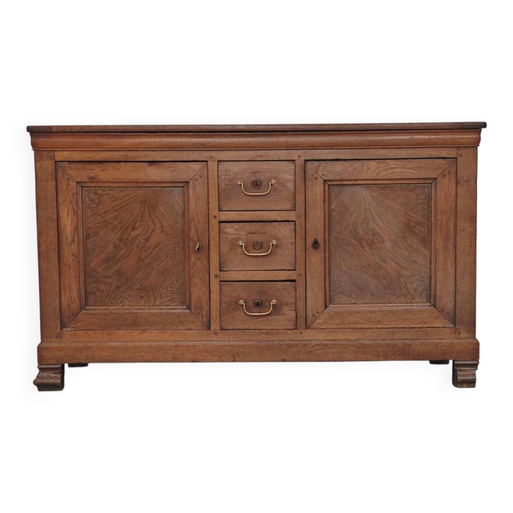 Antique solid wood workbench, dough cabinet from the 18th century.