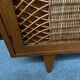 Vintage retro 1960s rattan and wood cabinet with desk section