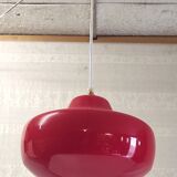 Vintage red glass pendant light from the 70s