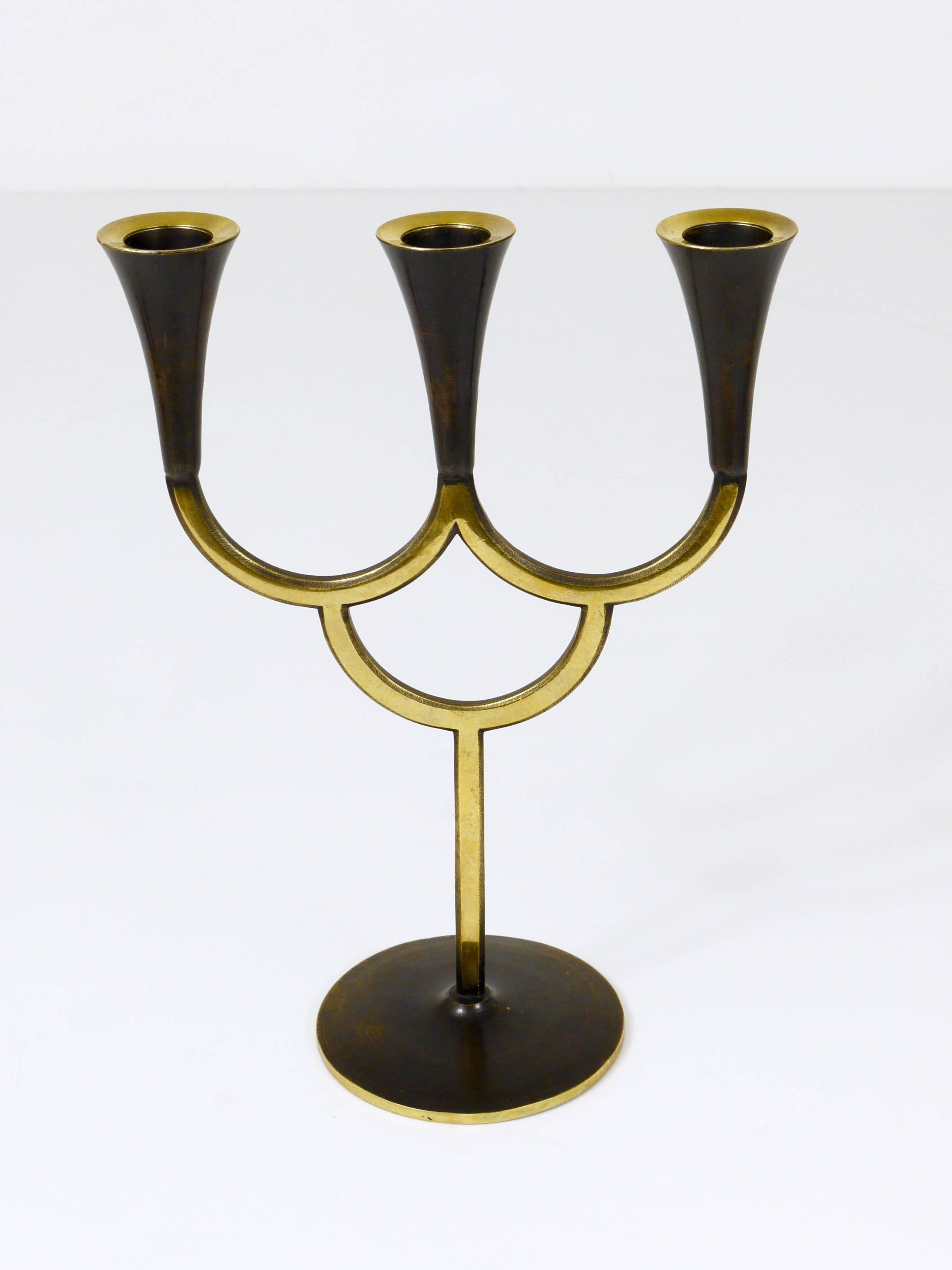 Brass chandelier by Richard Rohac, mid-century candle holder, Vienna, Austria, 1950s.