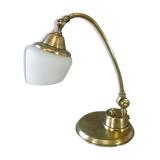 Old desk lamp brass tulip opaline