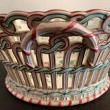 Fruit basket in fine polychrome earthenware KG Lunéville, 1900