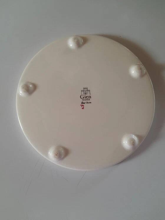 Gien earthenware trivet, peony pattern