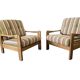 Set of 2 vintage wooden armchairs / chairs / seats