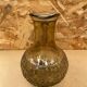 Antique Pitcher Carafe Molded Glass Smoked Grey Flower Decor Relief Vintage
