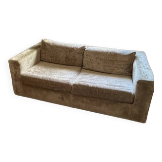 Beige velvet sofa