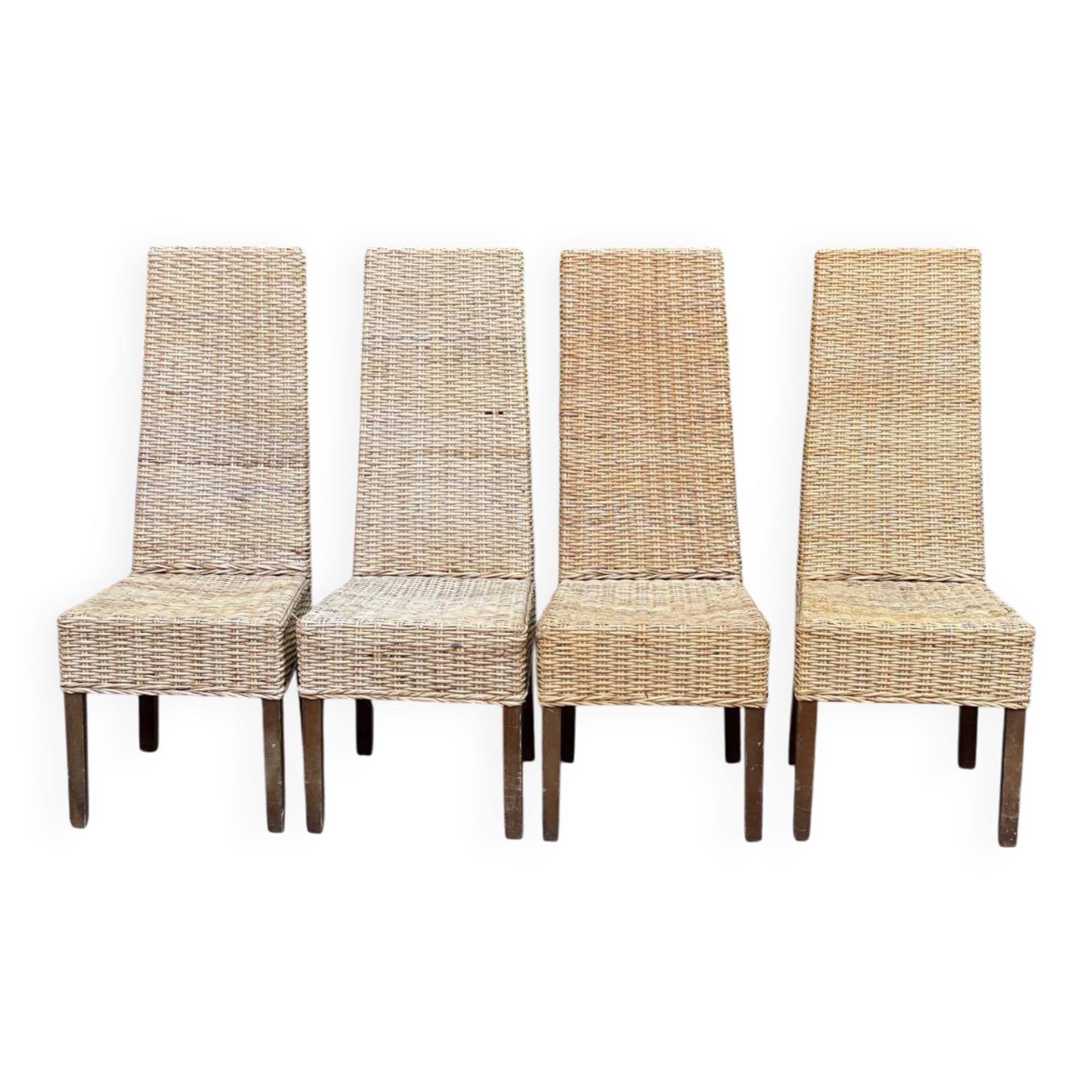 4 dining chairs in natural woven rattan Rotin-Design France