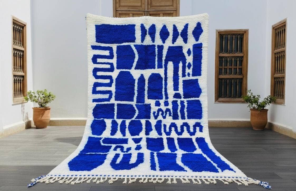 Handmade Berber rug, natural wool, 3x2 m.