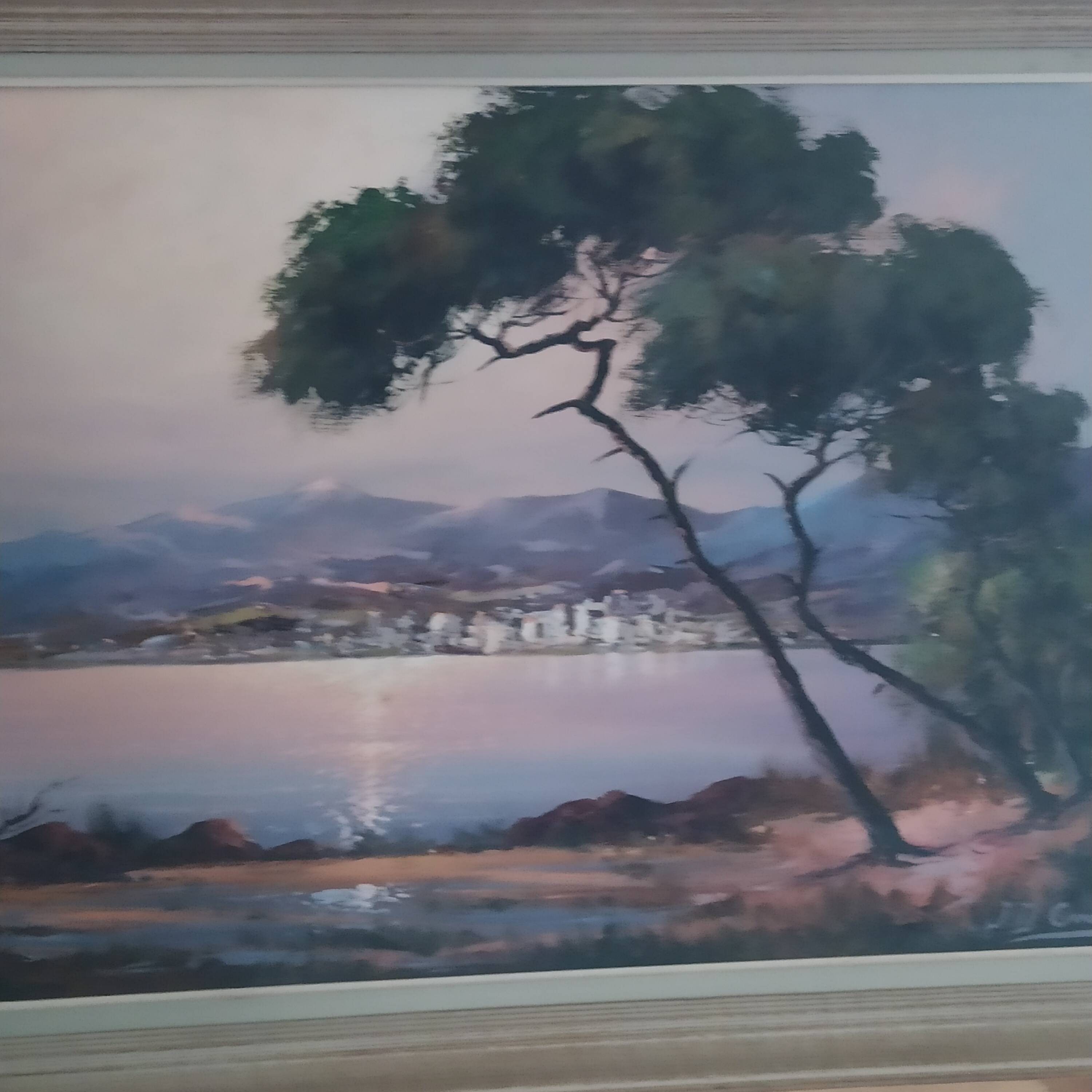 Oil on canvas sunset in the Mediterranean JD Garat 20th century