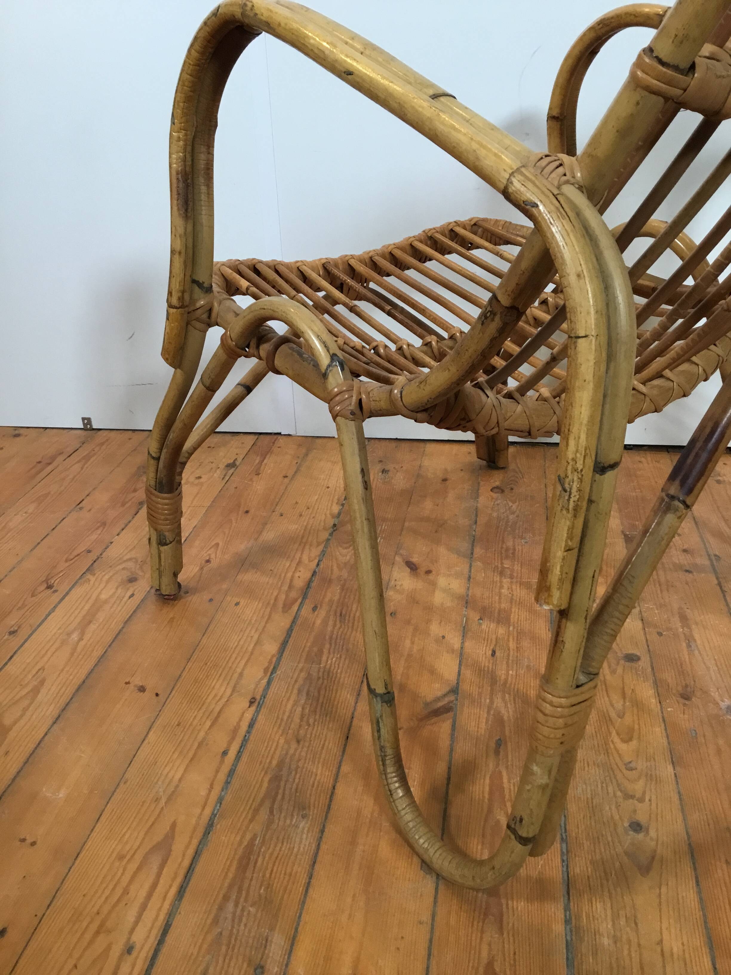 vintage italian rattan lounge chair