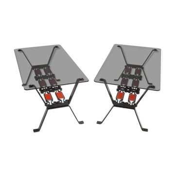 Lot de deux tables basses en fer forgé