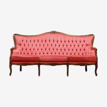 Pink velour sofa, Swedish design, 1980s
