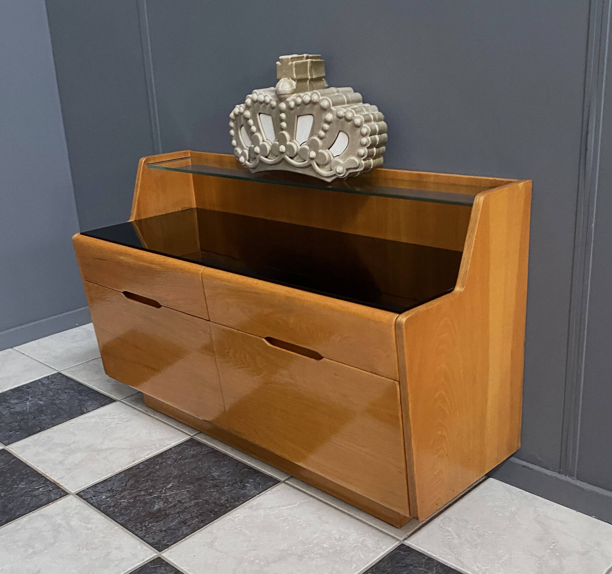 lowboard  with black glass top 1960s