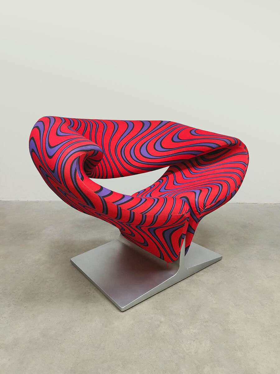 Fauteuil Ribbon vintage design néerlandais Pierre Paulin Artifort 'tissu psychédélique Jack Lenor Larsen'